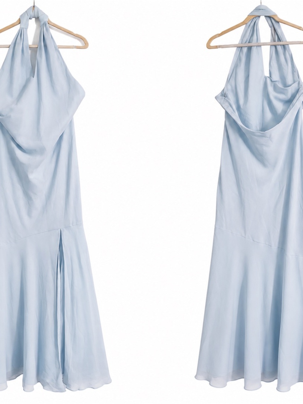 Azazie Light Blue Halter Backless Dress